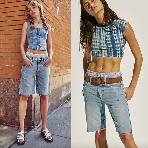 Free People We The Free Ghost Town Long Shorts NWT - Picture 2 of 9